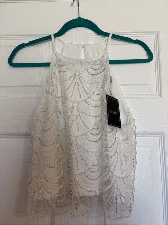 Eb Luxe Los Angeles Tops - EB Luxe White Beaded women’s top